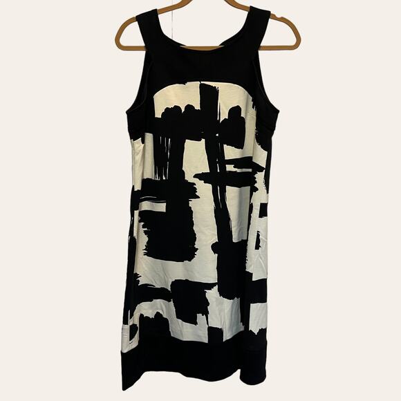 Donna Morgan Vintage Black & White Abstract Sleeveless Sheath Dress Size 10 - Picture 1 of 6